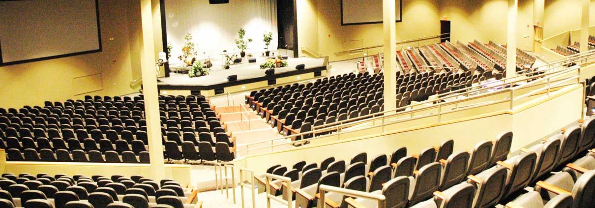 Auditorium with multi-level seating and stage for church