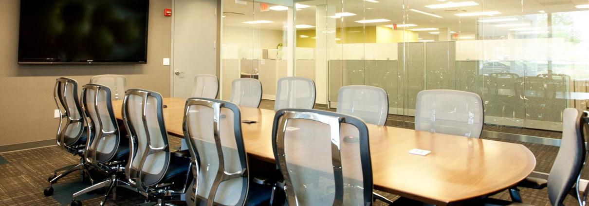 Conference room with glass wall